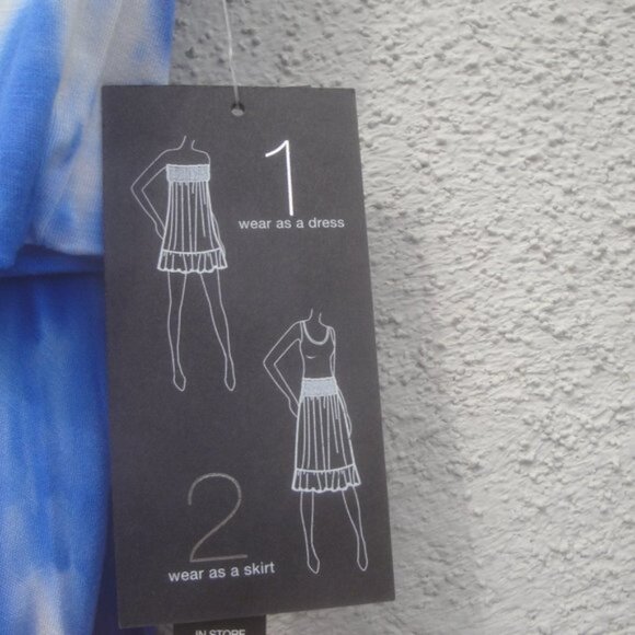 INC International Concepts Dress Skirt Size Small Blue Tie Dye Bohemian - Picture 3 of 4